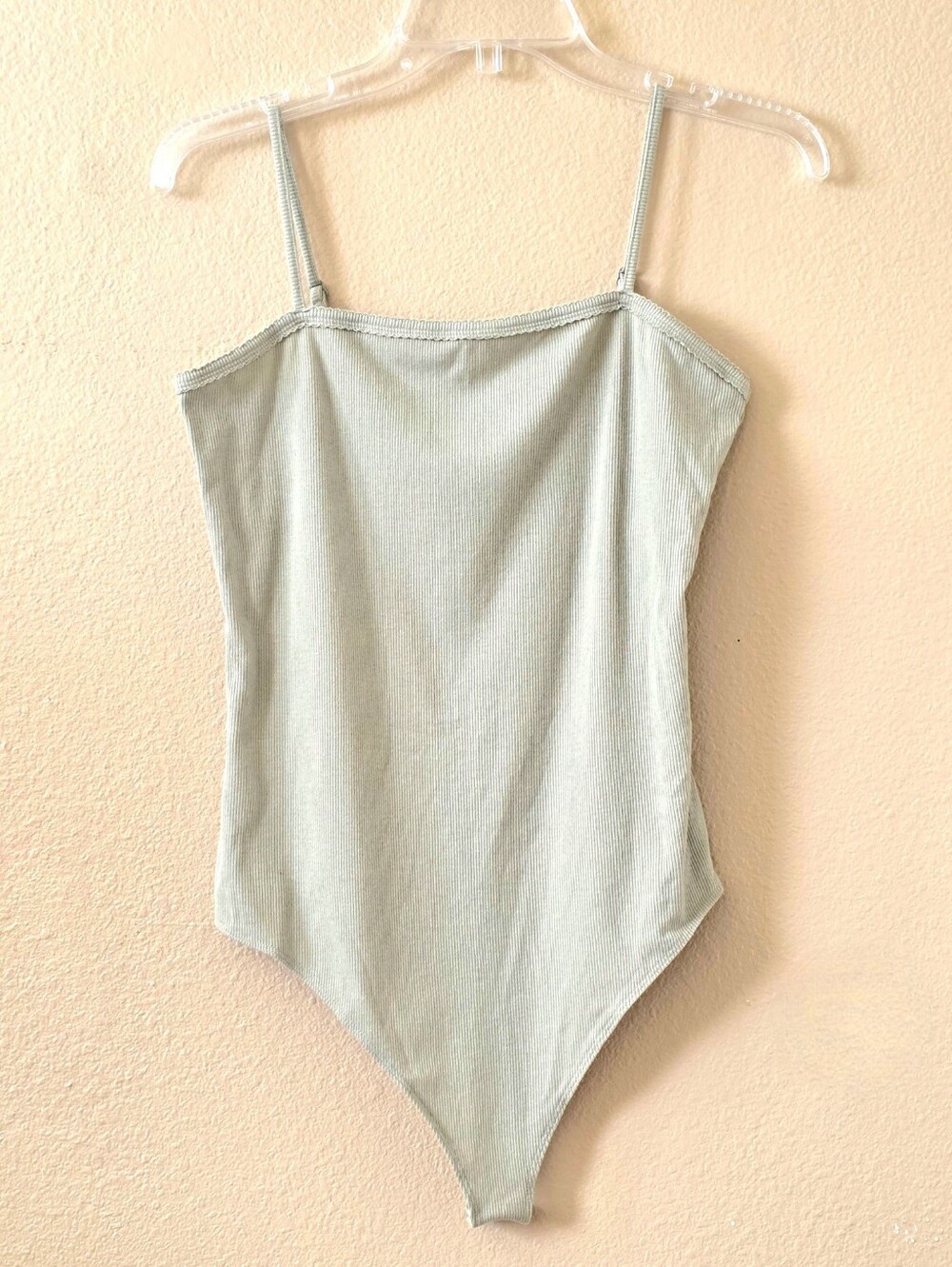 American Eagle Sage Green Ribbed Bodysuit - Size XL